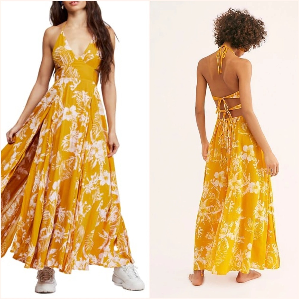 FREE PEOPLE Lille Print Maxi Dress In Yellow